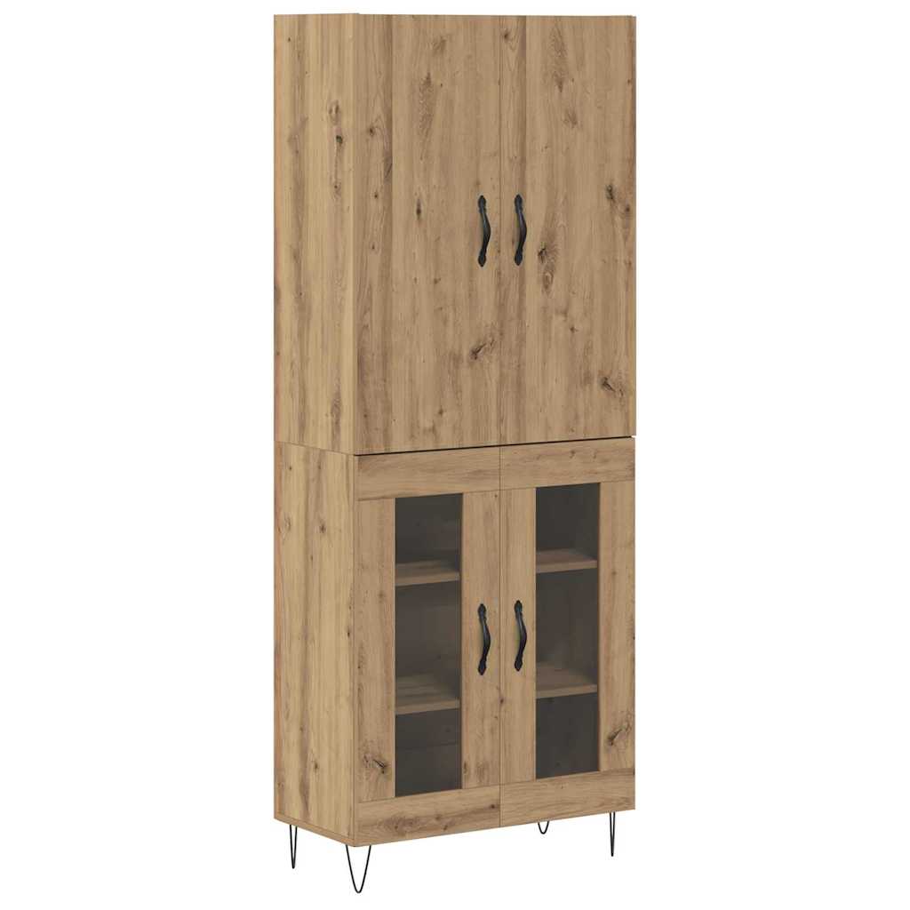Highboard 2 pcs Artisan Oak Engineered Wood and Glass