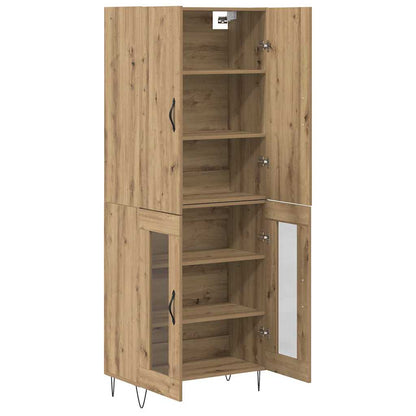 Highboard 2 pcs Artisan Oak Engineered Wood and Glass