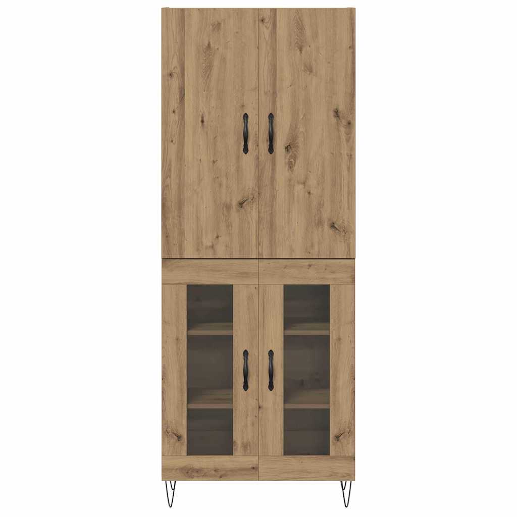 Highboard 2 pcs Artisan Oak Engineered Wood and Glass