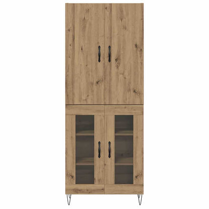 Highboard 2 pcs Artisan Oak Engineered Wood and Glass