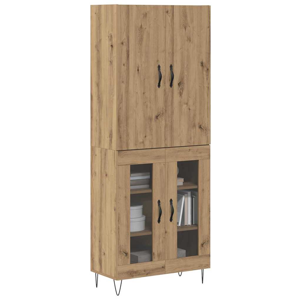 Highboard 2 pcs Artisan Oak Engineered Wood and Glass