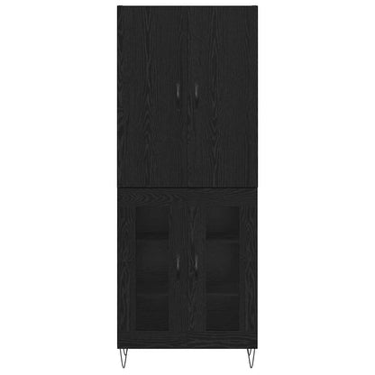 Highboard 2 pcs Black Oak Engineered Wood and Glass
