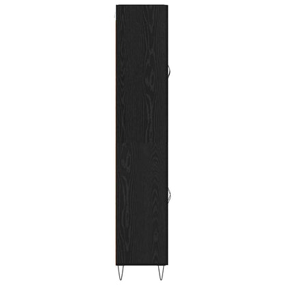 Highboard 2 pcs Black Oak Engineered Wood and Glass