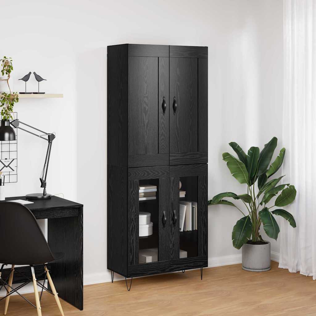 Highboard Black Oak 69.5 x 34 x 180 cm Engineered Wood