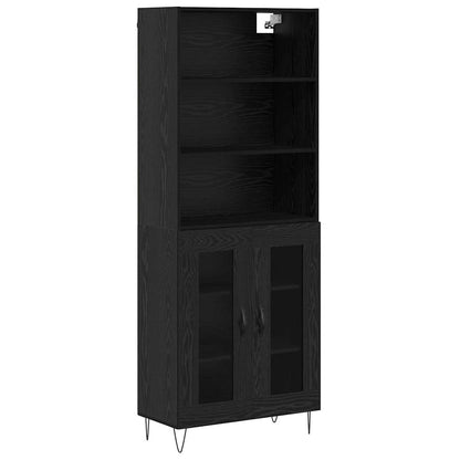 Highboard 2 pcs Black Oak Engineered Wood