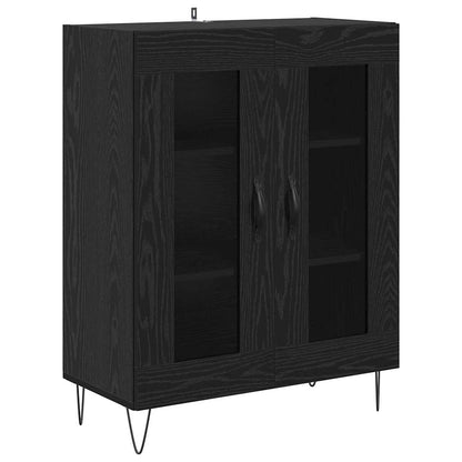 Highboard 2 pcs Black Oak Engineered Wood