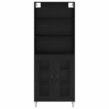 Highboard 2 pcs Black Oak Engineered Wood