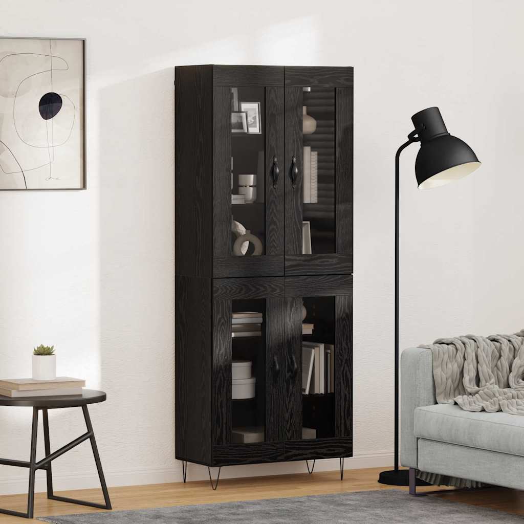 Highboard Black Oak 69.5 x 34 x 180 cm Engineered Wood