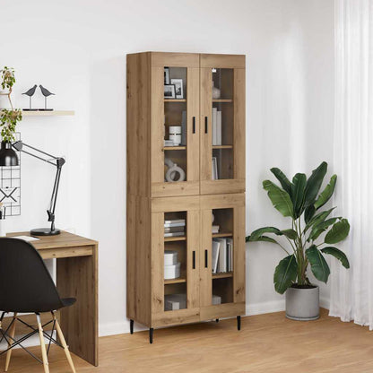 Highboard 2 pcs Artisan Oak Engineered Wood and Glass