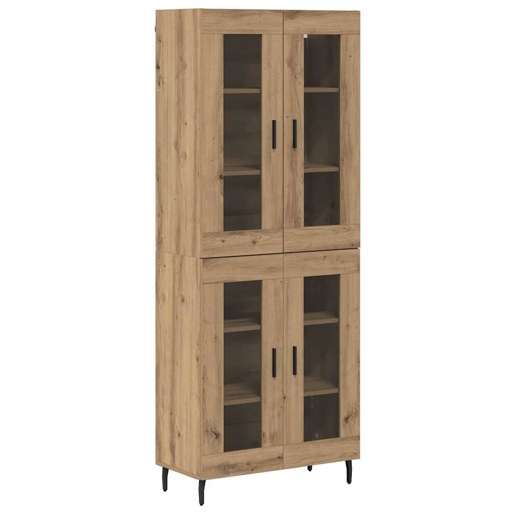 Highboard 2 pcs Artisan Oak Engineered Wood and Glass