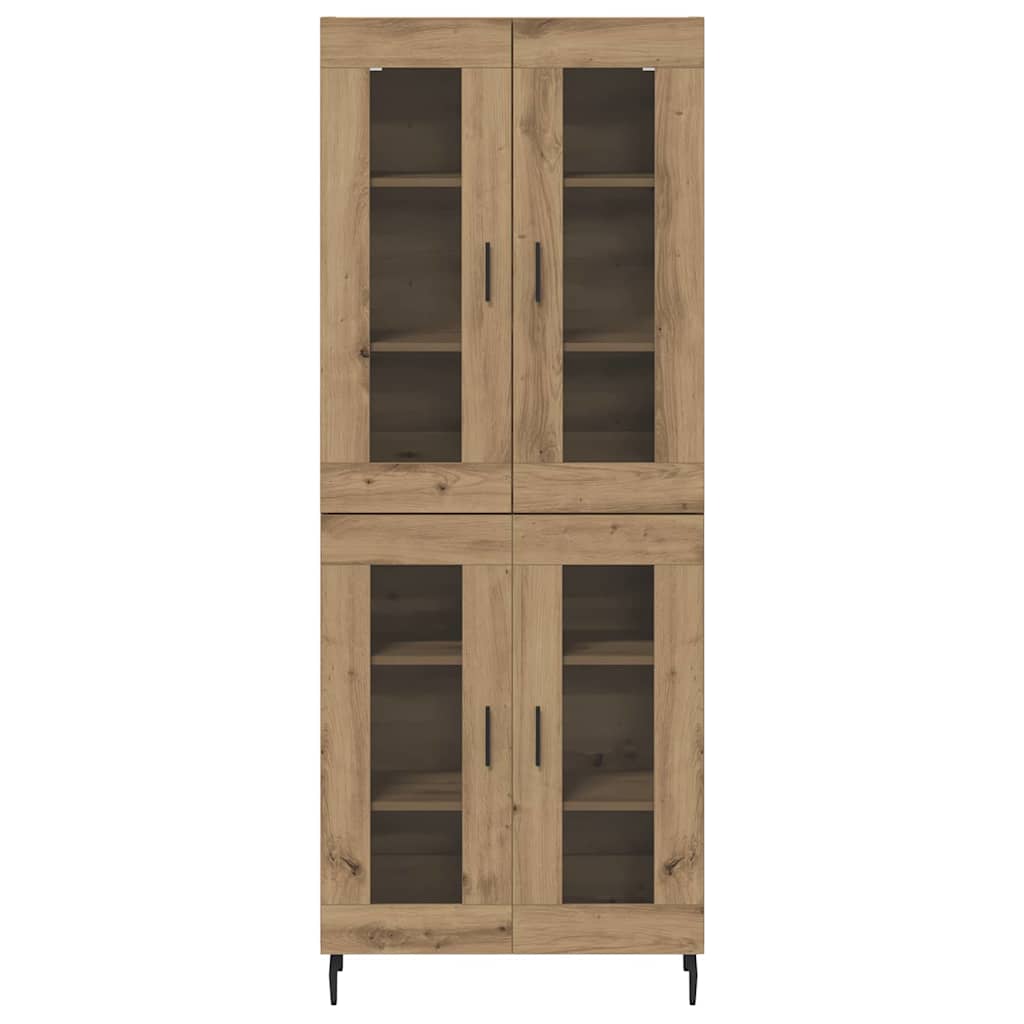 Highboard 2 pcs Artisan Oak Engineered Wood and Glass