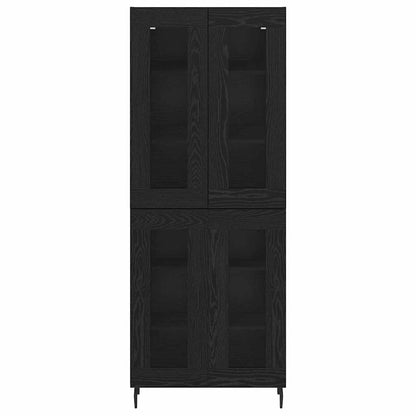Highboard 2 pcs Black Oak Engineered Wood and Glass