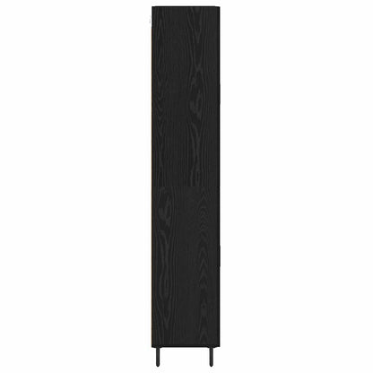 Highboard 2 pcs Black Oak Engineered Wood and Glass