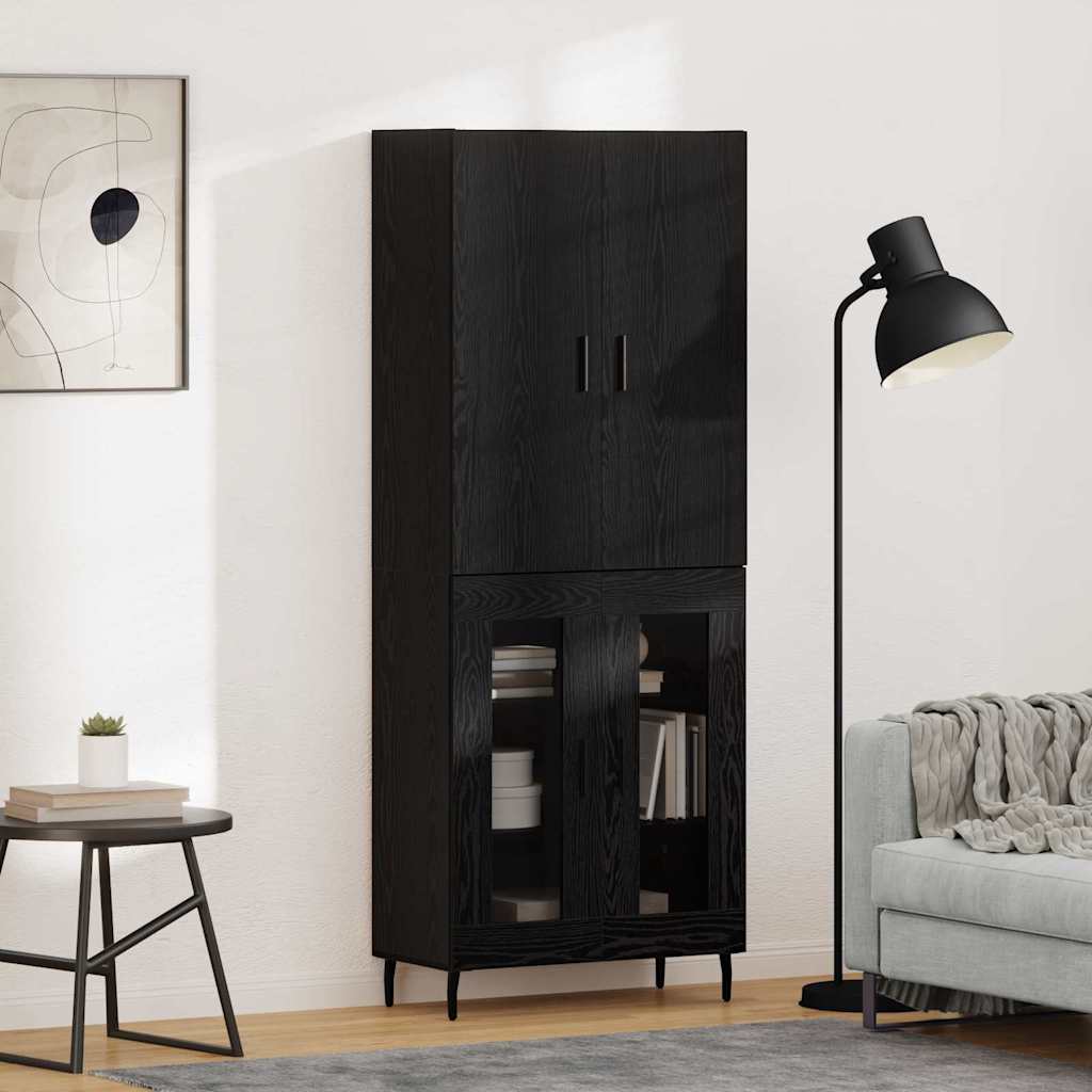 Highboard 2 pcs Artisan Oak Engineered Wood and Glass