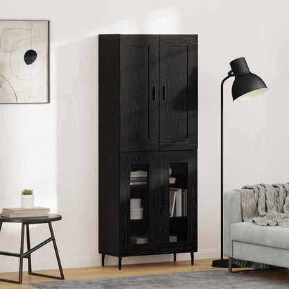 Highboard 2 pcs Black Oak Engineered Wood