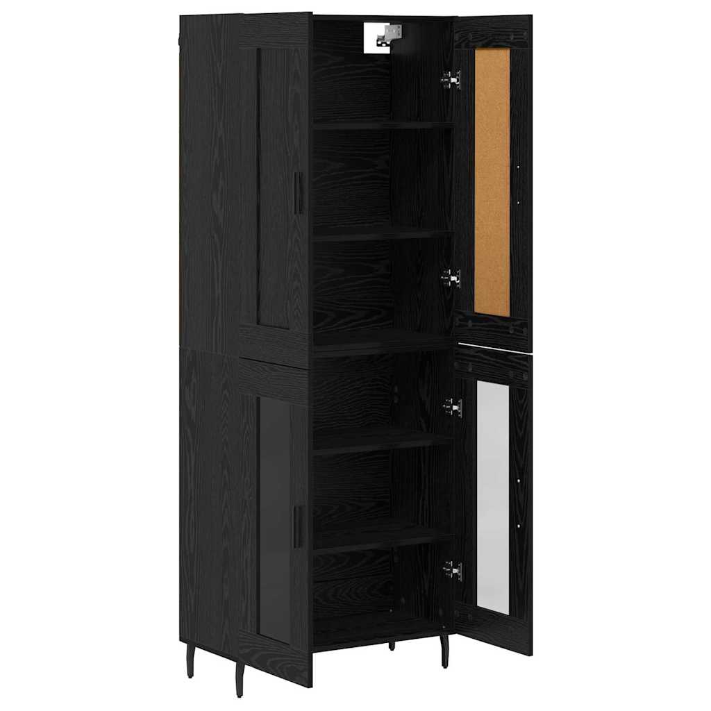 Highboard 2 pcs Black Oak Engineered Wood