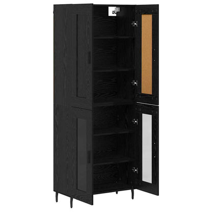 Highboard 2 pcs Black Oak Engineered Wood
