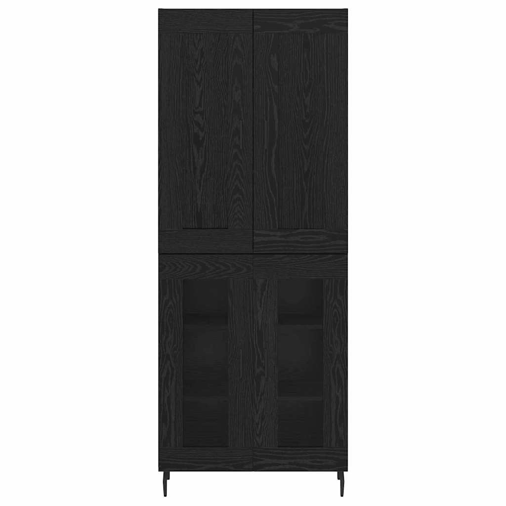 Highboard 2 pcs Black Oak Engineered Wood