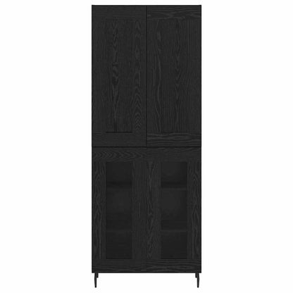 Highboard 2 pcs Black Oak Engineered Wood