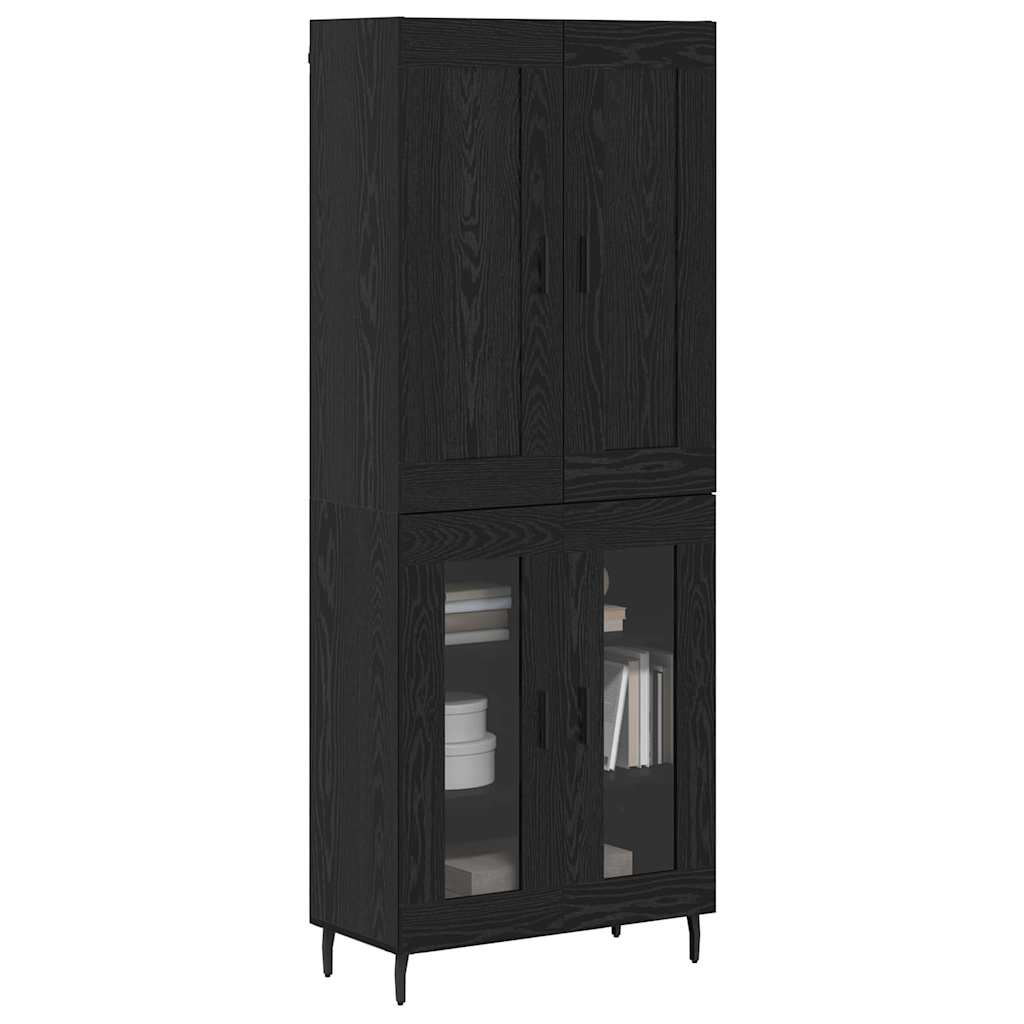 Highboard 2 pcs Black Oak Engineered Wood