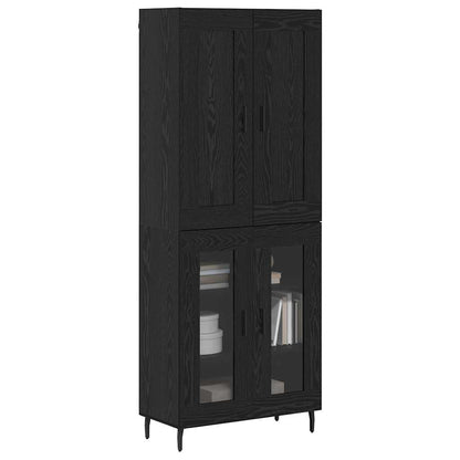 Highboard 2 pcs Black Oak Engineered Wood
