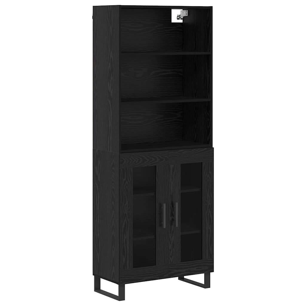 Highboard 2 pcs Black Oak Engineered Wood