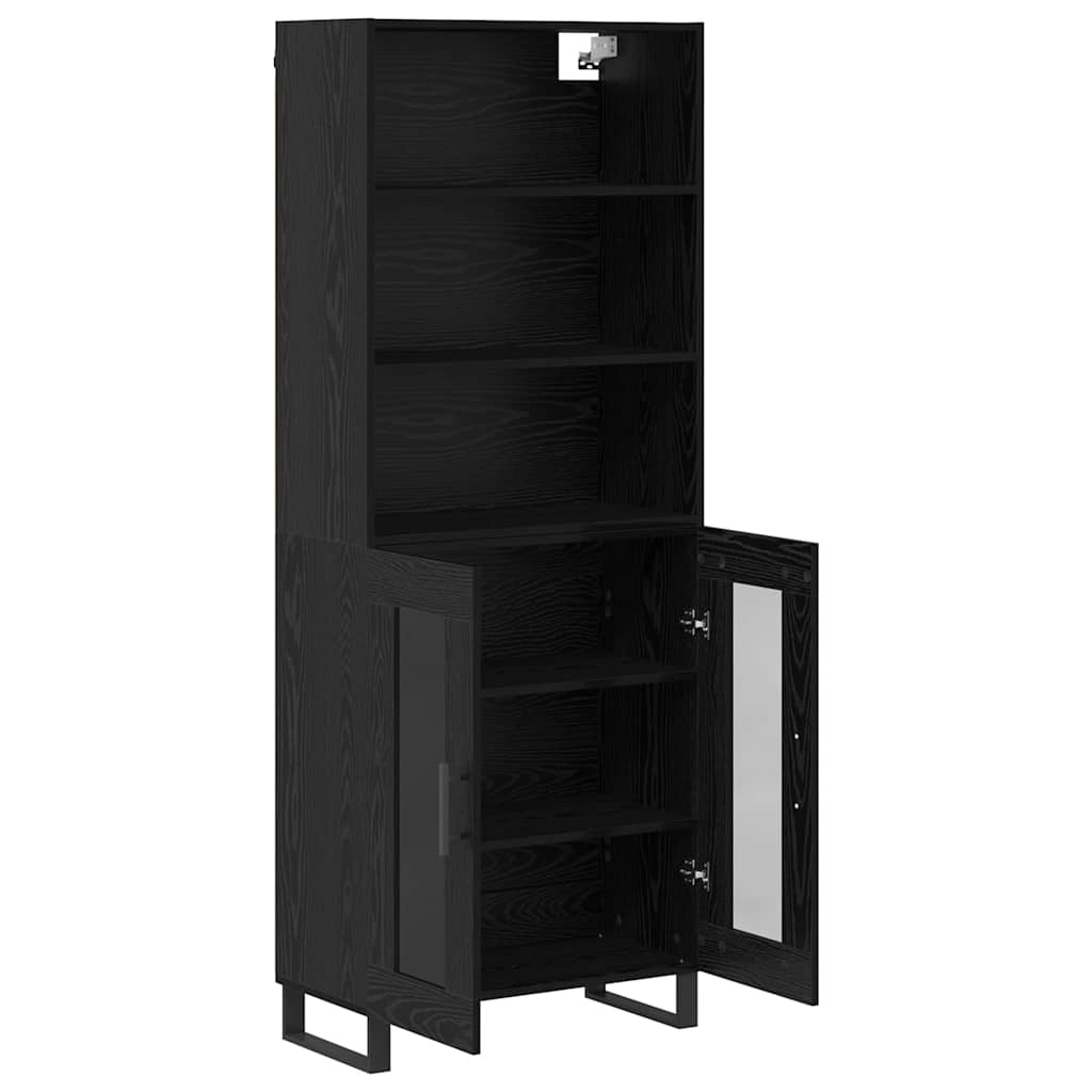 Highboard 2 pcs Black Oak Engineered Wood
