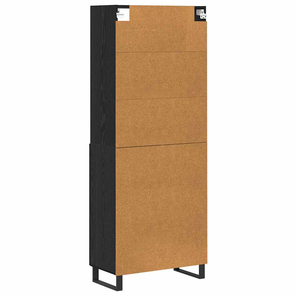 Highboard 2 pcs Black Oak Engineered Wood