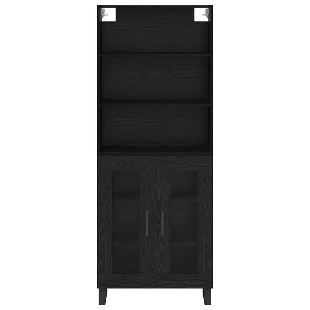 Highboard 2 pcs Black Oak Engineered Wood