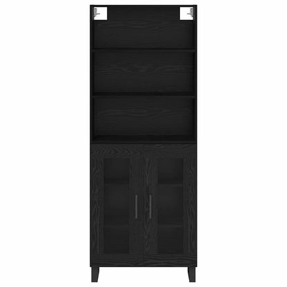 Highboard 2 pcs Black Oak Engineered Wood