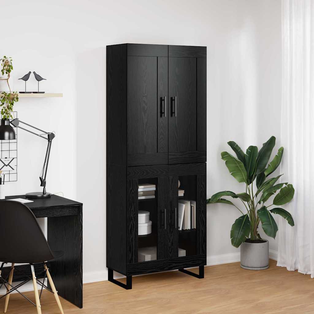 Highboard Black Oak 69.5 x 34 x 180 cm Engineered Wood