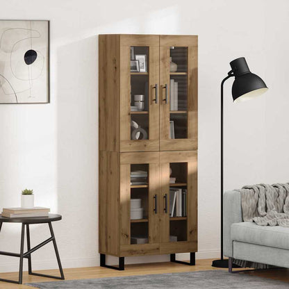 Highboard 2 pcs Artisan Oak Engineered Wood and Glass