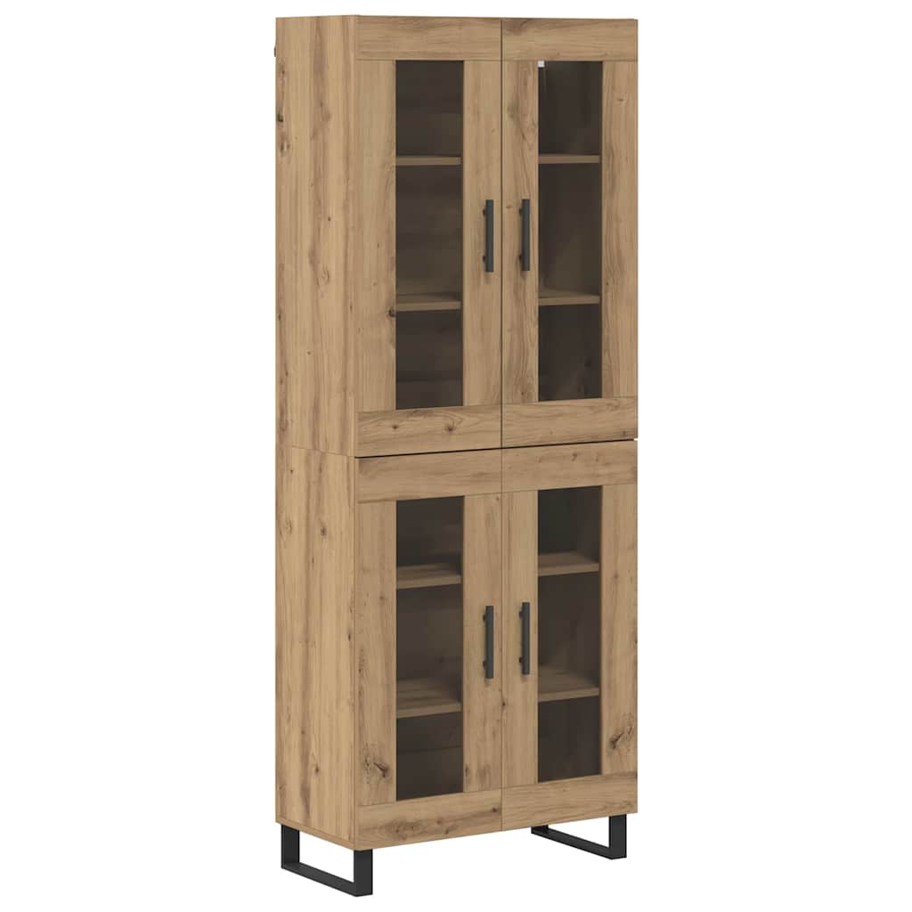 Highboard 2 pcs Artisan Oak Engineered Wood and Glass