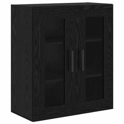 Highboard 2 pcs Black Oak Engineered Wood and Glass
