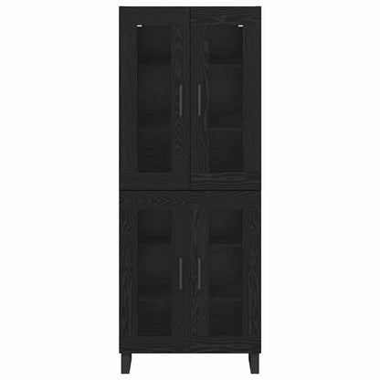 Highboard 2 pcs Black Oak Engineered Wood and Glass