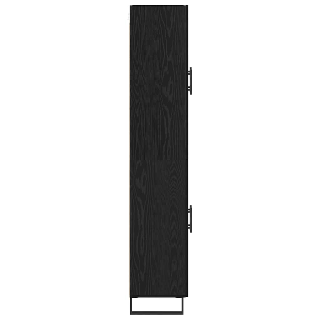 Highboard 2 pcs Black Oak Engineered Wood and Glass
