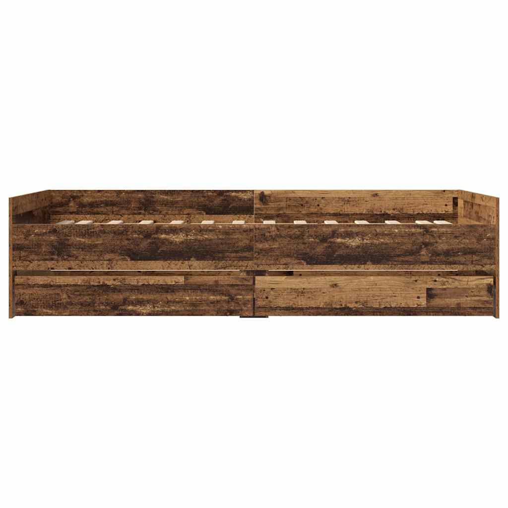 Bed Frame with Drawer Old Wood 100 x 200 cm Solid Pine Wood