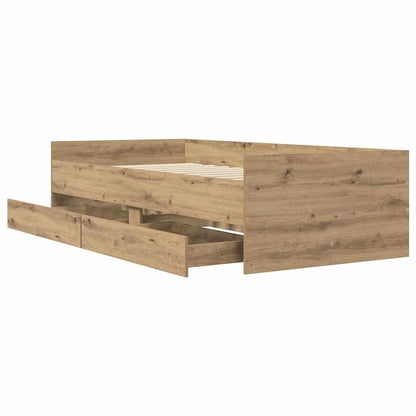 Bed Frame with Drawer Artisan Oak 100 x 200 cm Solid Pine Wood