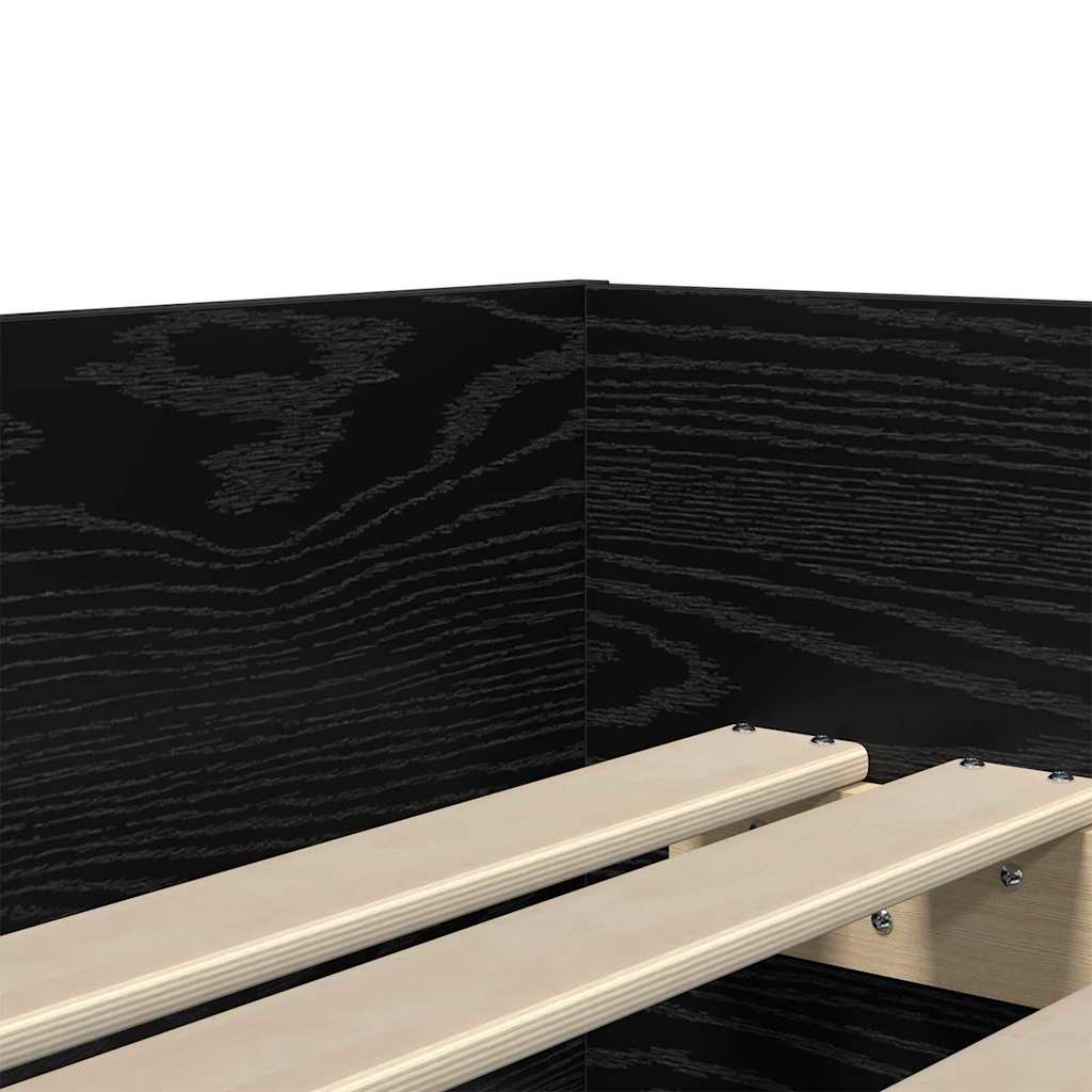 Bed Frame with Drawer Black Oak 100 x 200 cm Solid Pine Wood