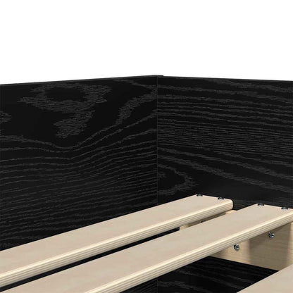 Bed Frame with Drawer Black Oak 100 x 200 cm Solid Pine Wood