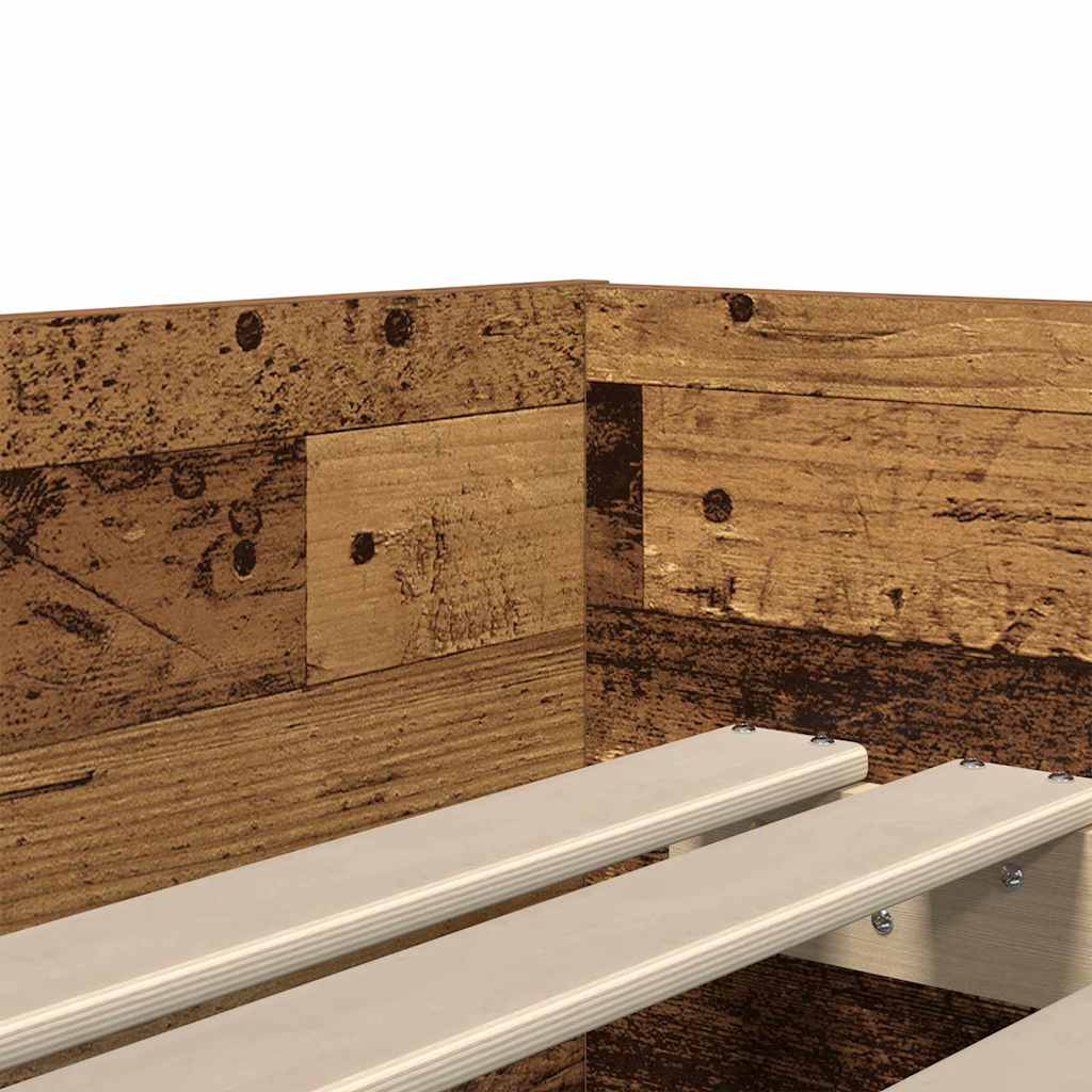 Bed Frame with Drawer Old Wood 90 x 200 cm Solid Pine Wood