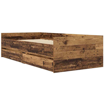 Bed Frame with Drawer Old Wood 90 x 200 cm Solid Pine Wood