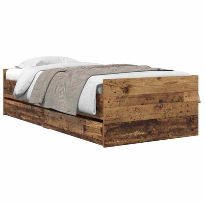 Bed Frame with Drawer Old Wood 90 x 200 cm Solid Pine Wood