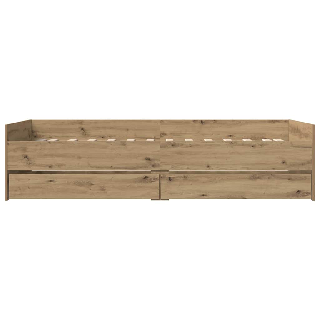 Bed Frame with Drawer Artisan Oak 90 x 190 cm Solid Pine Wood
