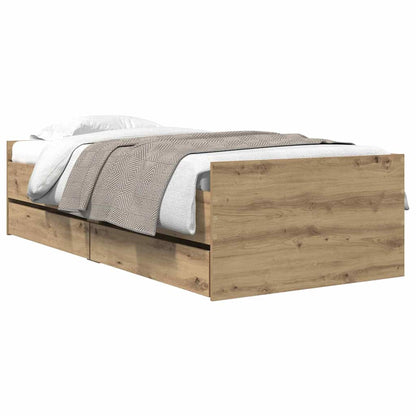 Bed Frame with Drawer Artisan Oak 90 x 190 cm Solid Pine Wood