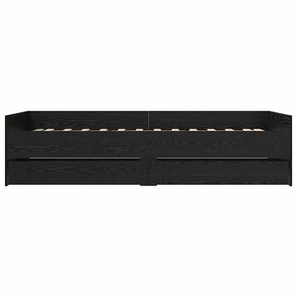 Bed Frame with Drawer Black Oak 90 x 190 cm Solid Pine Wood