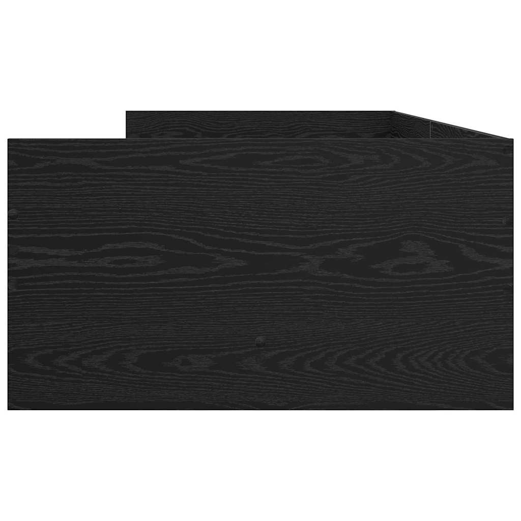 Bed Frame with Drawer Black Oak 90 x 190 cm Solid Pine Wood