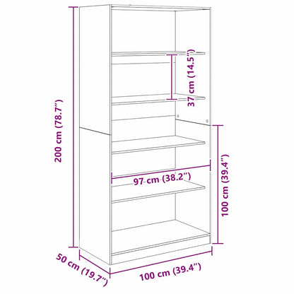 Wardrobe Black Oak 100 x 50x 200 cm Engineered Wood