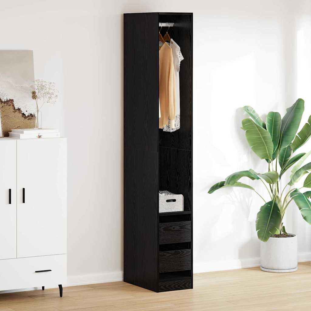 Wardrobe with Drawer Black Oak 50 x 30 x 200 cm Engineered Wood