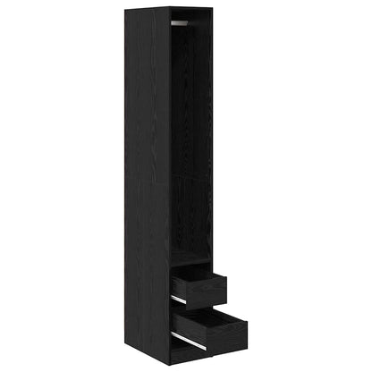 Wardrobe with Drawer Black Oak 50 x 30 x 200 cm Engineered Wood
